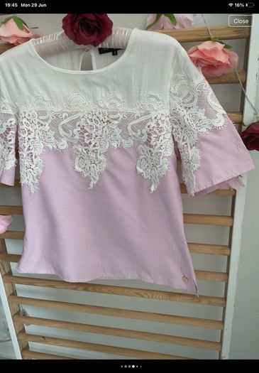 short sleeve pink & white top uk size 8 rant & rave brand