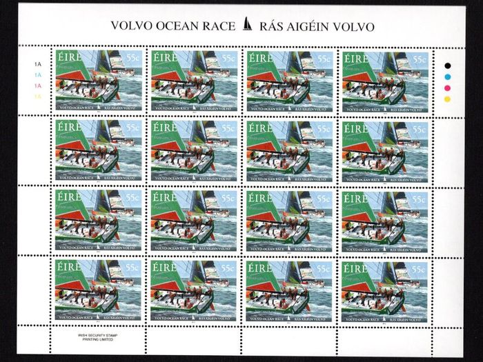 2012 Ireland Volvo Ocean Race Commemorative Stamp Sheetlet Plate 1A1A1A1A Mint Never Hinged (MNH)