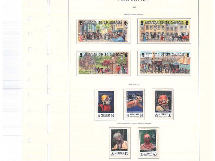 1983-1999 Alderney Stamp collection including commemorative and definitive stamps on Lighthouse hingeless pages (16 pages)