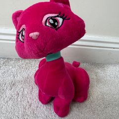 Prissy Kitties Cat Hot Pink Plush Toy Stuffed Animal approx. 9 Used Her head is a bit too loose Please see photos