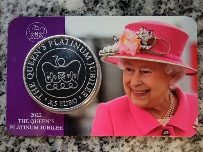 Malta 2.5 Euro Uncirculated Coin 2022 - Queen Elizabeth II Platinum Jubilee - Platinum Jubilee