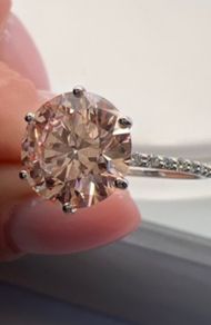 Solitaire ring,  pink lab diamond 3ct