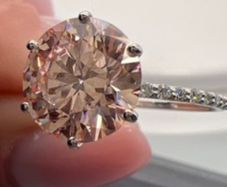 Solitaire ring,  pink lab diamond 3ct