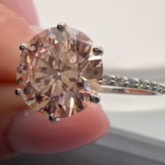 Solitaire ring,  pink lab diamond 3ct