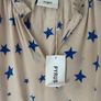 top bnwt 100% silk peplum top Pyrus brand cream with blue star pattern small Image 7