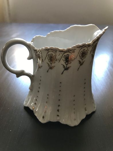 Vintage White Sugar Bowl and Jug
