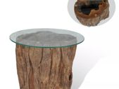 Coffee Table Teak Glass 50x40 cm
