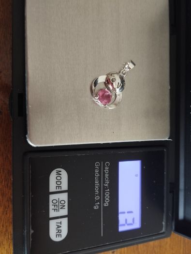 Silver 925 Pendant with Pink Tourmaline.