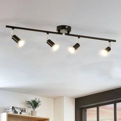 NEW | LED Ceiling Light, 4 Way Ceiling Spotlights Rotatable, Matte Black Ceiling Lighting for Kitchen Bedroom Living Room, Include 4xGU10 LED Bulbs