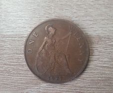 Great Britain UK 1927 One Penny George V Coin - free standard postage