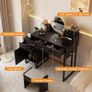 Dressing Table Vanity Desk with 4 Storage Drawers - Modern Makeup Desk with Charging Station, Vanity Desk with Reversible Cabinet Table Set with Divided Organizers for Women Girls Image 4