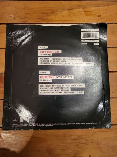 INXS Baby Dont Cry 7 inch single