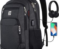 Laptop Backpack with USB Charging&Headphone Port,Anti-Theft Business Computer Rucksack with Breathable Padded Shoulder Strap, Water Resistant for School/Work/Travel