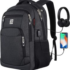 Laptop Backpack with USB Charging&Headphone Port,Anti-Theft Business Computer Rucksack with Breathable Padded Shoulder Strap, Water Resistant for School/Work/Travel