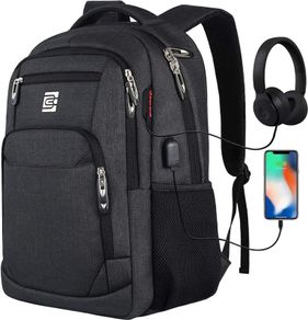 Laptop Backpack with USB Charging&Headphone Port,Anti-Theft Business Computer Rucksack with Breathable Padded Shoulder Strap, Water Resistant for School/Work/Travel