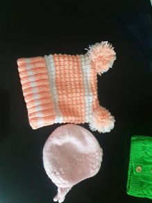 Hand knit baby hats