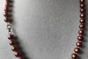 Chocolate pearls necklace sterling silver clasp