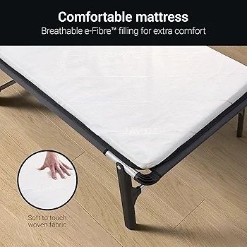 Compact Folding Bed with Comfort Mattress, Single
