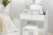 Dressing table white with mirror and stool