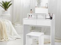 main image for ad Dressing table white with mirror and stool