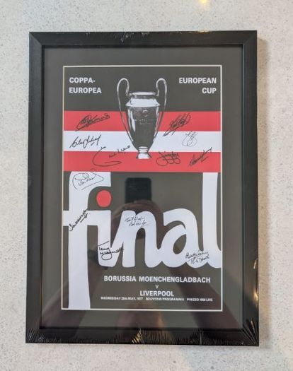 Liverpool FC 1977 European Cup Final Signed Framed Programme Printed Poster (A3)