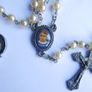 Antique/vtg Rosary Terra Fatima Faux Pearls Beads Image 3