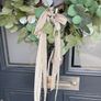 Faux eucalyptus wreath ,mixed foliage and bow detail Image 9