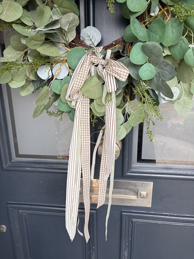 Faux eucalyptus wreath ,mixed foliage and bow detail