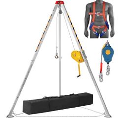 Confined Space Tripod Kit, 544 kg Winch, Confined Space Tripod 2.13 m Legs and 30 m Cable, Confined Space Rescue Tripod 10 m Fall Protection