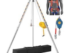 Confined Space Tripod Kit, 816.4 kg Winch, Confined Space Tripod 2.13 m Legs and 30 m Cable, Confined Space Rescue Tripod 10 m Fall Protection