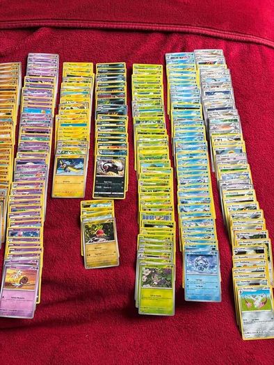 Pokemon large Sized Storage Tin and 250 cards and 2 v/ex cards