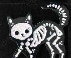 Skeleton Cat Enamel Pin