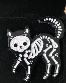 Skeleton Cat Enamel Pin