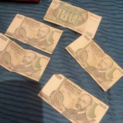 Five Austrian 100 Schilling Banknotes