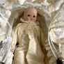 Antique Toy Pram with Porcelain Doll/Silk Dress Image 2