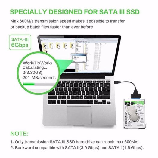 USB 3.0 SATA Up To 6 Gbps 3 Cable Sata To USB 3.0 Adapter Support 2.5 Inch External HDD SSD Hard Drive 22 Pin Sata III Cable