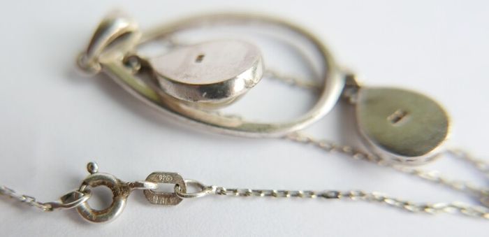 Vintage Sterling Silver 925 "Teardrop " Pendant and Necklace length 21" - 6,58g