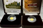 2x 0.5gr Fine 999 Gold Proof Rock of Cashel and Battle of Clontarf Coin with COA.