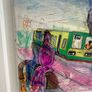 Framed Original Painting Seapoint Dublin Dart and Henry Moore Sculptures Original Gift Image 2