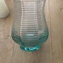 Large 8.5" tall flarred scalloped Aqua Glass Candle Holder or Vase with LED Candle Image 6