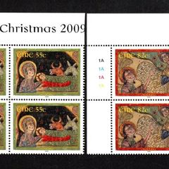 2009 Ireland Christmas Commemorative Stamps Plate Block 1A1A1A1A Mint Never Hinged (MNH)