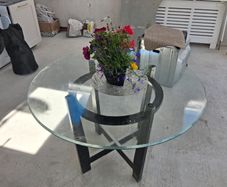 kitchen table glass top wooden frame