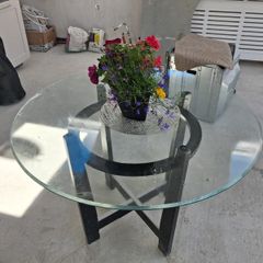 kitchen table glass top wooden frame