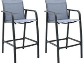 Garden Bar Chairs 2 pcs Grey Textilene