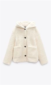 Zara Faux Shearling Jacket with Hood XXL