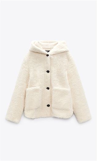 Zara Faux Shearling Jacket with Hood XXL
