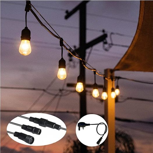 S14 Outdoor String Lights Mains Powered 100FT, Garden String Lights with 30+2 Plastic LED Bulbs, Waterproof IP65 Heavy Duty Festoon Lights for Backyard Patio Cafe Balcony Party Wedding (FREE POSTAGE)