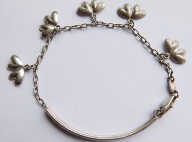 Vintage 925 Sterling Silver charm bracelet with flower charms