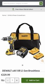 DeWALT 18V XR Brushless Hammer Drill  2 Batteries Charger Brand New