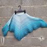 Handmade crochet triangle wool shawl wrap. Teal and mint gradient ombre shawl Image 8